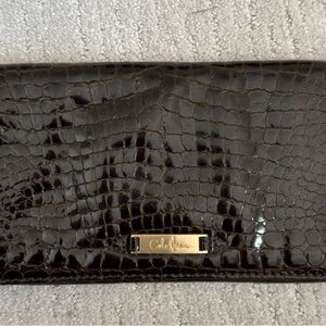 Cole Haan Dark Brown Croc Embossed Wallet